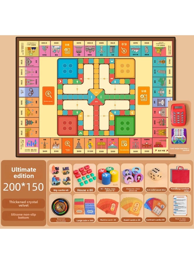 World Tour Deluxe Board Game Children's Adult Game Flying Chess 2-in -1 Carpet